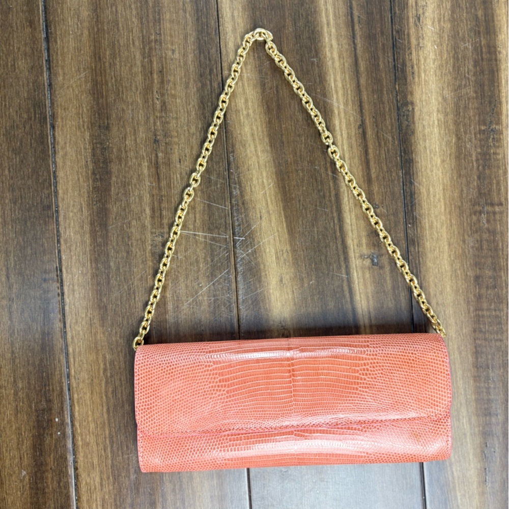 Barfield & Baird Coral Clutch w/ Gold Chain